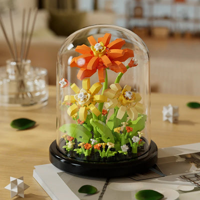 Micro particle building block bouquet handmade gift, children's puzzle toy handmade DIY sunflower desktop decoration ornament - Smarsty