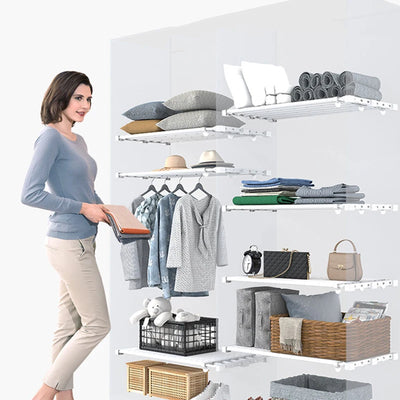 Adjustable Closet Organizer Storage Shelf Wall Mounted Kitchen Rack Space Saving Wardrobe Decorative Shelves Cabinet Holder by Smarsty