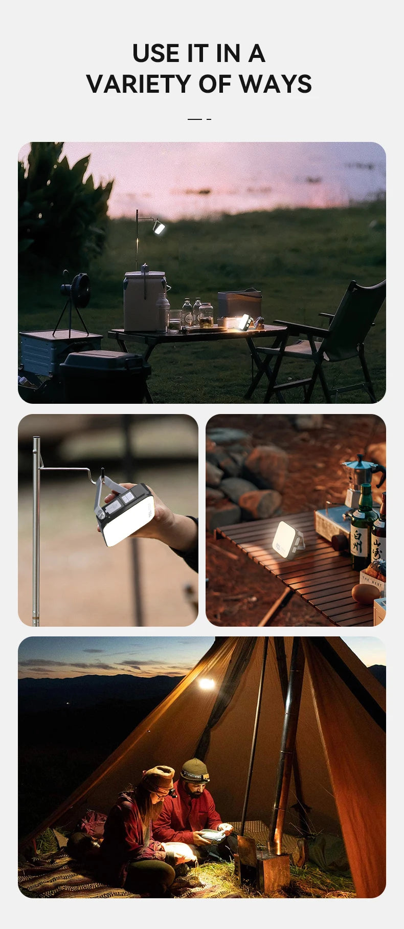 Warsun Camping Lights SMD Rechargeable Outdoor Hanging Lights Portable Fill Light Work Maintenance Lighting