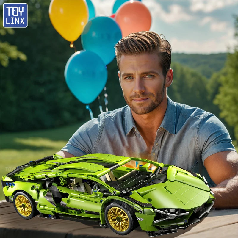 ToylinX Technical Building Blocks Racing Sport Car Speed Vehicle Model City Mechanical Super Bricks Puzzle Toys Adult Gift