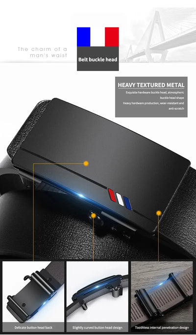 Mens Casual Automatic Buckle Belt High Quality Toothless Design - Smarsty