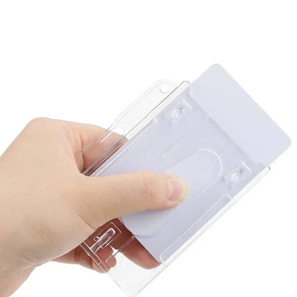 Transparent Cards Slots ID Tag Badge Holder with Badge Reel Cards Storage Organizer Employee Pass Work Card Case Sleeve - Smarsty