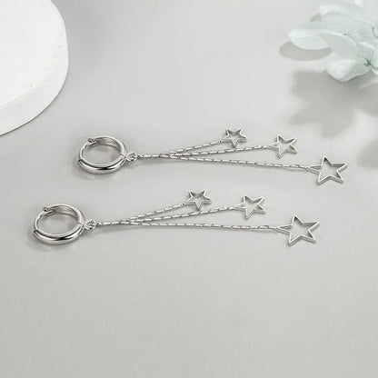 Elegant 925 Sterling Silver Hoop Earrings with Long Tassels - Smarsty