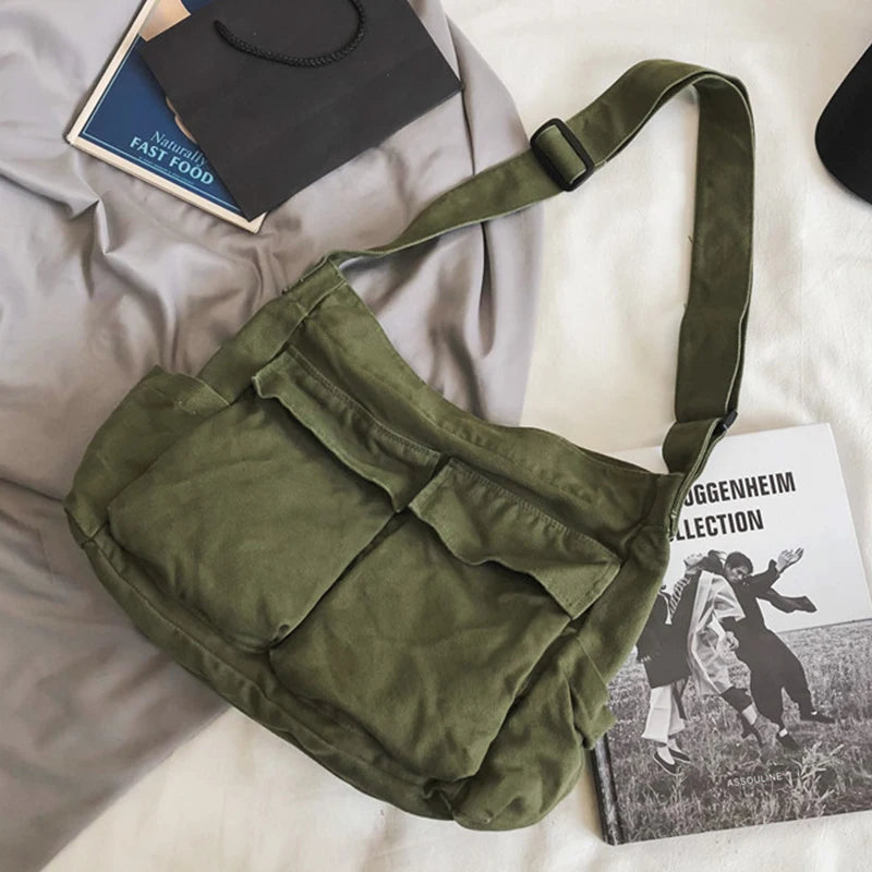 Women Vintage Canvas Tote Bag Crossbody Shoulder Purse - Smarsty