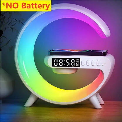 Wireless Charger Pad Stand With RGB Night Light Alarm Clock - Smarsty