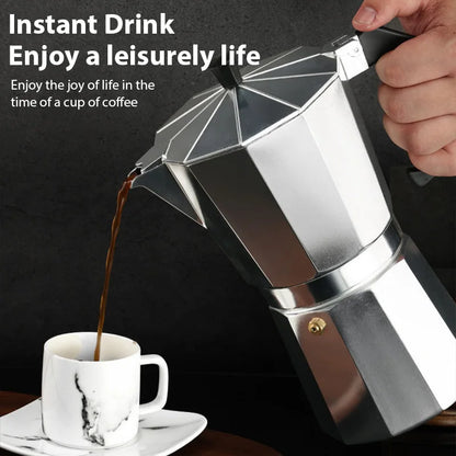 Aluminum Coffee Kettle Latte Percolator Home Italian Octagonal Moka Coffee Pot Office Travel Outdoor Camping Espresso Tea Pot