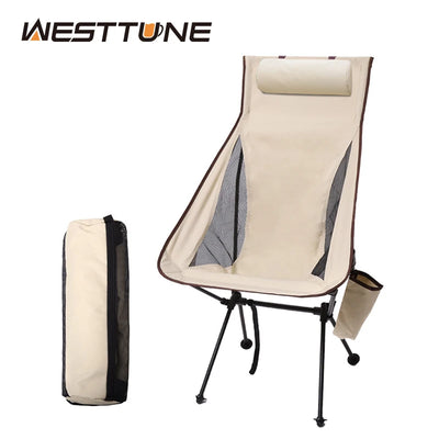 Westtune Portable Folding Camping Chair with Headrest Lightweight Tourist Chairs Aluminum Alloy Fishing Chair Outdoor Furniture by Smarsty