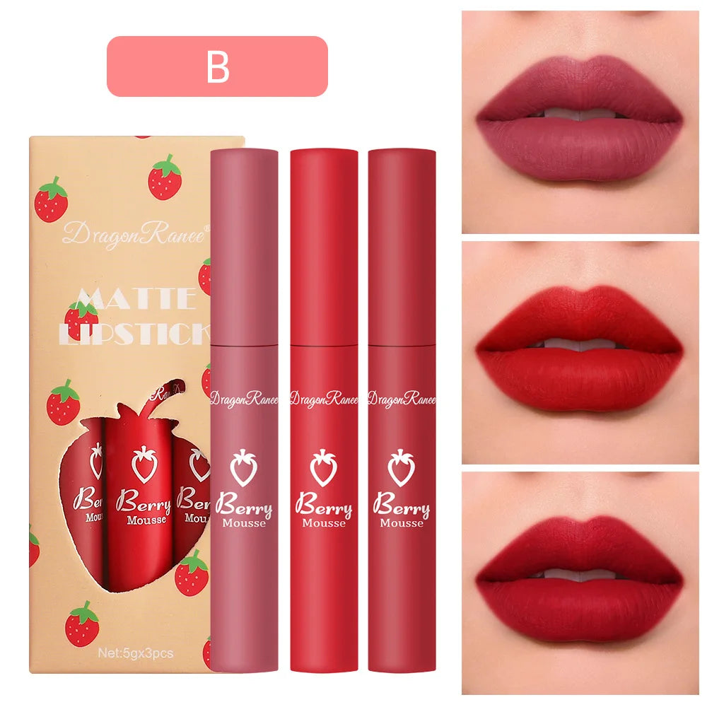 3 PCS Velvet Matte Lip Gloss Set for Hydration - Smarsty
