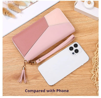 Fashion Women's Wallet Zipper Coin Purse Lady Short Clutch Purse Handbag Patchwork Leather Female Card Holder Wallet Phone Pouch - Smarsty
