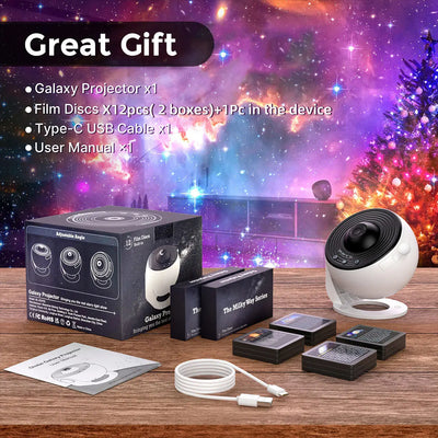 13 In 1 Galaxy Ultral Star Projector HD Image Area LED Night Light, 13 Film Discs,360° Rotate 1/2h Timer for Kids&Adults Bedroom - Smarsty