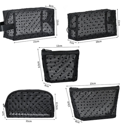 Transparent Mesh Makeup Bag with Lipstick Organizer - Smarsty