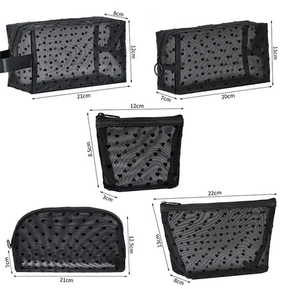 Transparent Mesh Makeup Bag with Lipstick Organizer - Smarsty