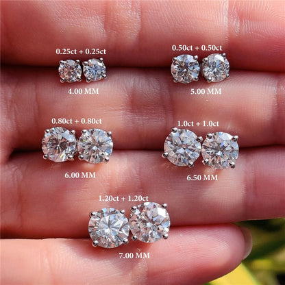 Moissanite Stud Earrings 0.5 To 1.2 Carat Sterling Silver - Smarsty