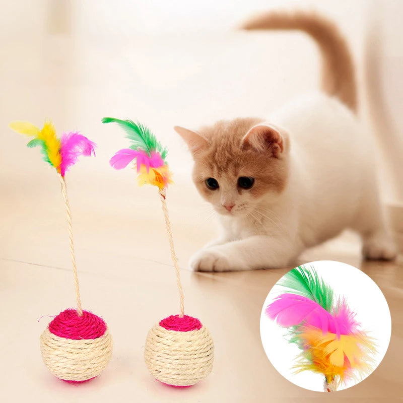 Interactive Colorful Feather Cat Toy for Engaging Play - Smarsty