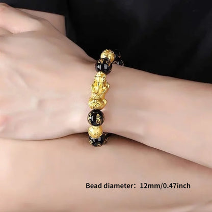 Obsidian Stone Beads Bracelet for Luck and Wealth - Smarsty