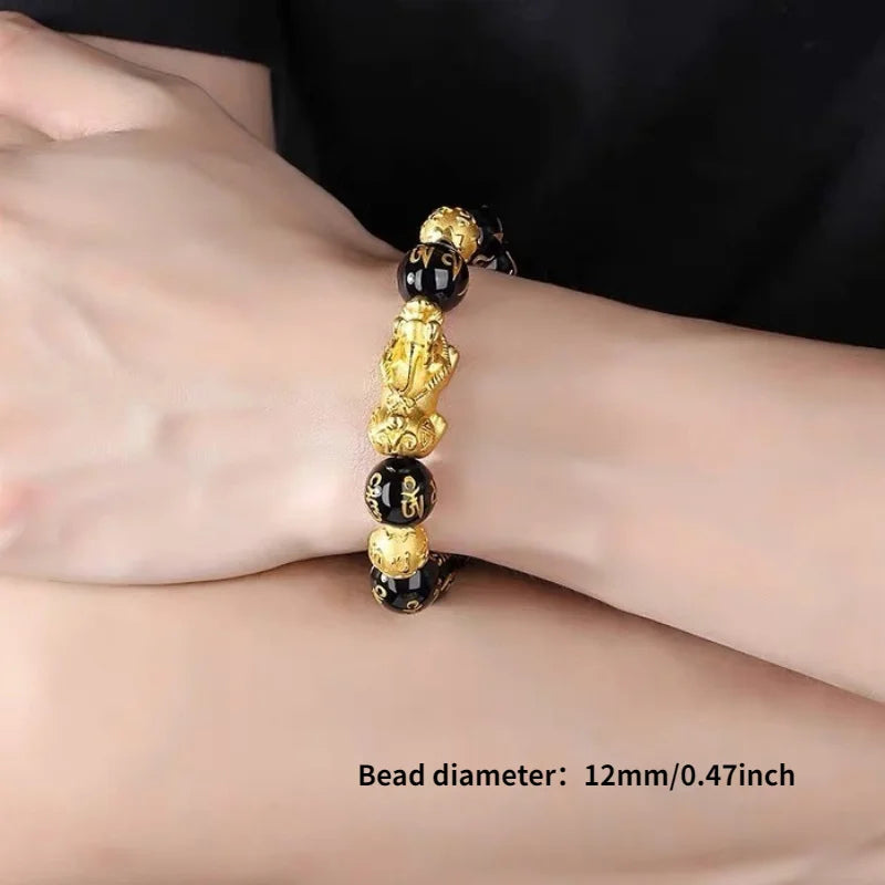 Obsidian Stone Beads Bracelet for Luck and Wealth - Smarsty