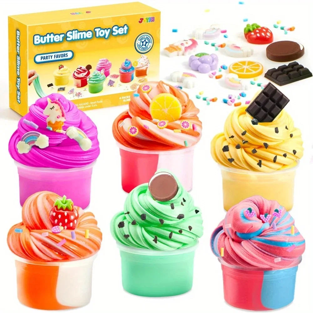 JOYFY 6 Pack Butter Slime Party Favors Soft Non-Sticky Mess-Free Stress Relief Toys for Kids Classroom Reward Birthday Gifts - Smarsty