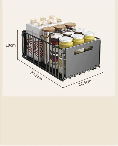 Non Perforated Folding Cabinet with Pull-out Basket Multifunctional Snack Storage Rack Household Kitchen Sink Storage Rack