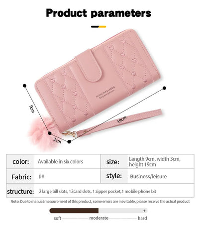 Women Long Wallet Pu Leather Card Holder Large Capacity Hasp Zipper Coin Purse Multi Card Organizer Cell Phone Wristlet Handbag - Smarsty