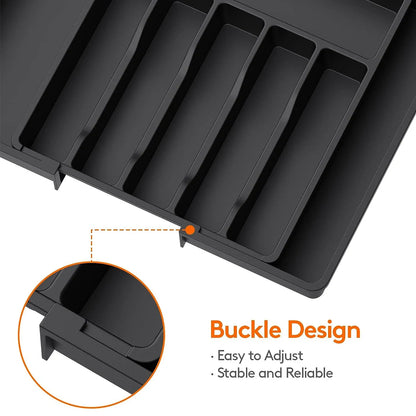 New Expandable Cutlery Drawer Organizer, Adjustable Kitchen Utensil Tray Set, Compartment Flatware Storage Divider