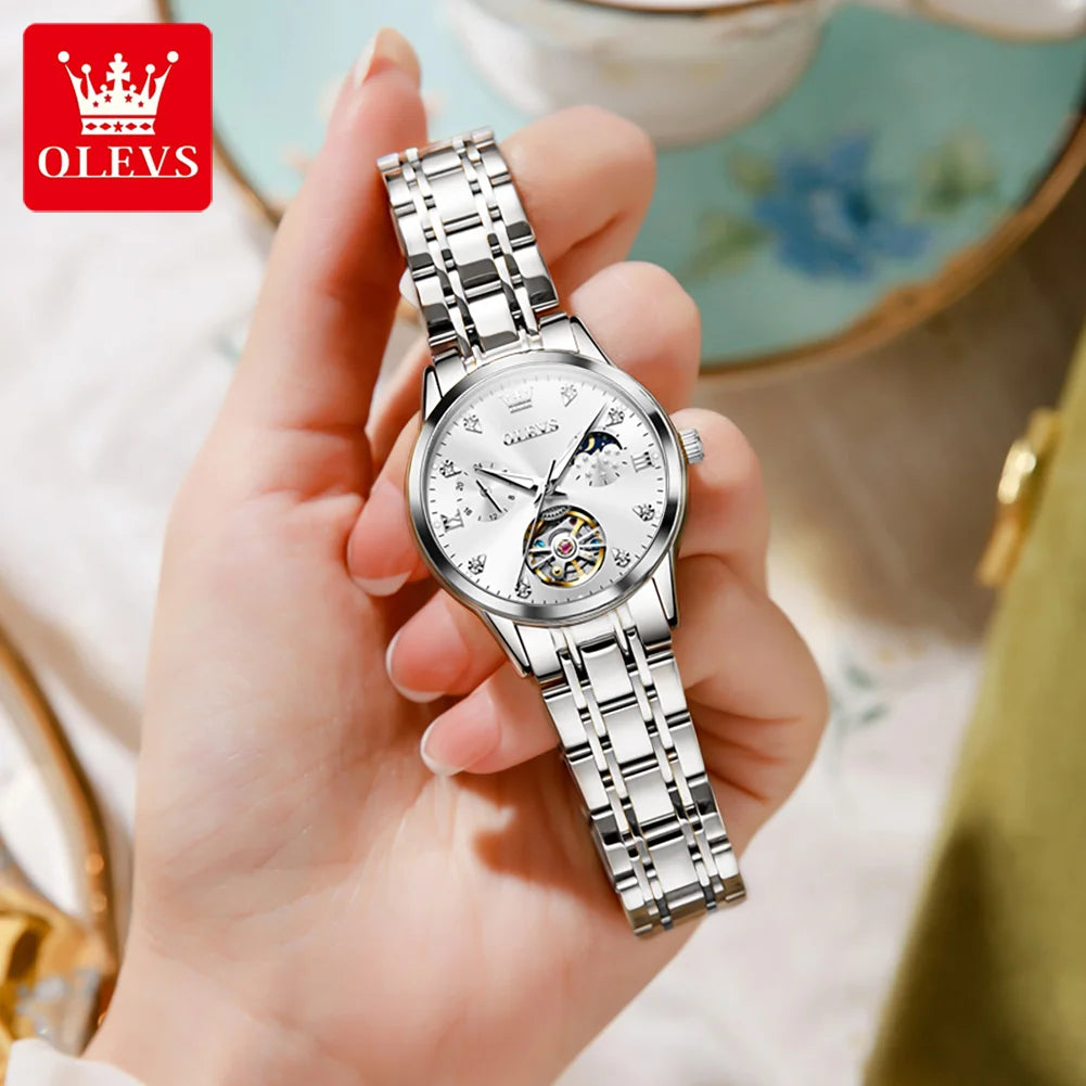 OLEVS Womens Automatic Mechanical Watch Waterproof Stainless Steel - Smarsty