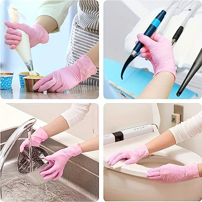 100/50/20PCS Light Pink Disposable Nitrile Gloves Waterproof Anti-static Durable Light Pink Gloves For Kitchen Cooking Tools - Smarsty
