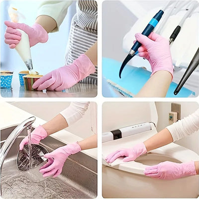 100/50/20PCS Light Pink Disposable Nitrile Gloves Waterproof Anti-static Durable Light Pink Gloves For Kitchen Cooking Tools - Smarsty