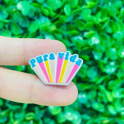 1pcs PVC Hawaii Summer Vibes Surf Sun Sand Aloha Coconut Turtle Shoe Charms Slippers Shoe Decoration Buckle Clog DIY Wristbands