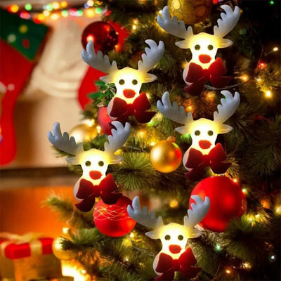 Battery Operated Reindeer String Lights 20 LED | Warm White Elk Fairy Lights for Christmas Tree, Bedroom & Holiday Party Decor