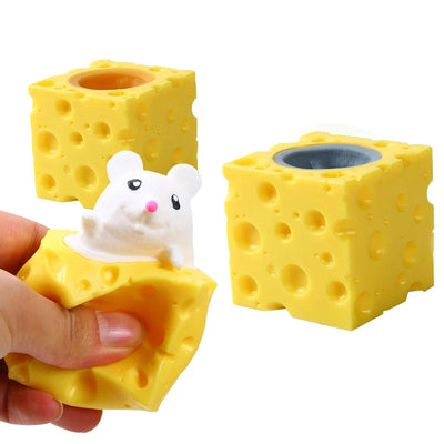 Stress-relieving Pet Cheese Mouse Cheese Pinch Fun Stress Ball Vent Squirrel Cup Prank Toy Fidget Toys - Smarsty