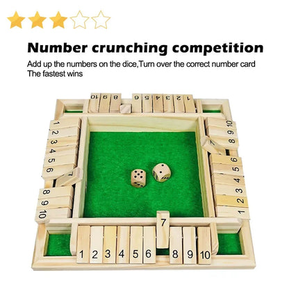 Wooden Dice Board Game Shut The Box for 4 Players Flaps & Dices Game Parent-children Interaction Family Entertainment by Smarsty