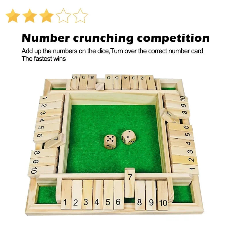 Wooden Dice Board Game Shut The Box for 4 Players Flaps & Dices Game Parent-children Interaction Family Entertainment by Smarsty