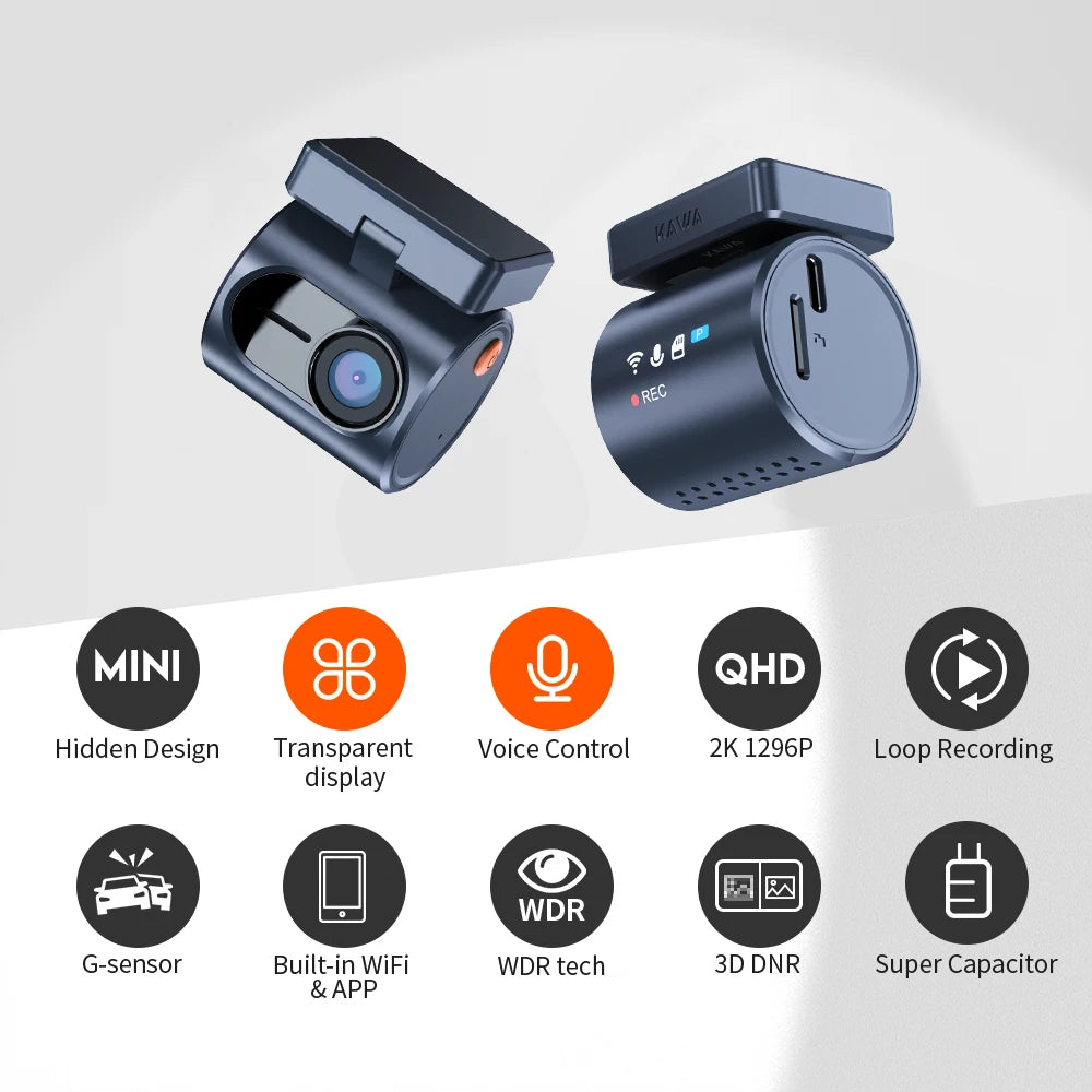 2K Tiny Car DashCam With WiFi App And Voice Control - Smarsty