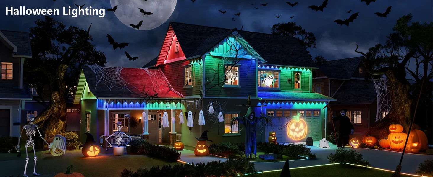 150ft 100ft 50ft Permanent Outdoor Lights Smart RGBIC Outdoor Lights with 75 Scene Modes String Lights with 90 LEDs for Garden