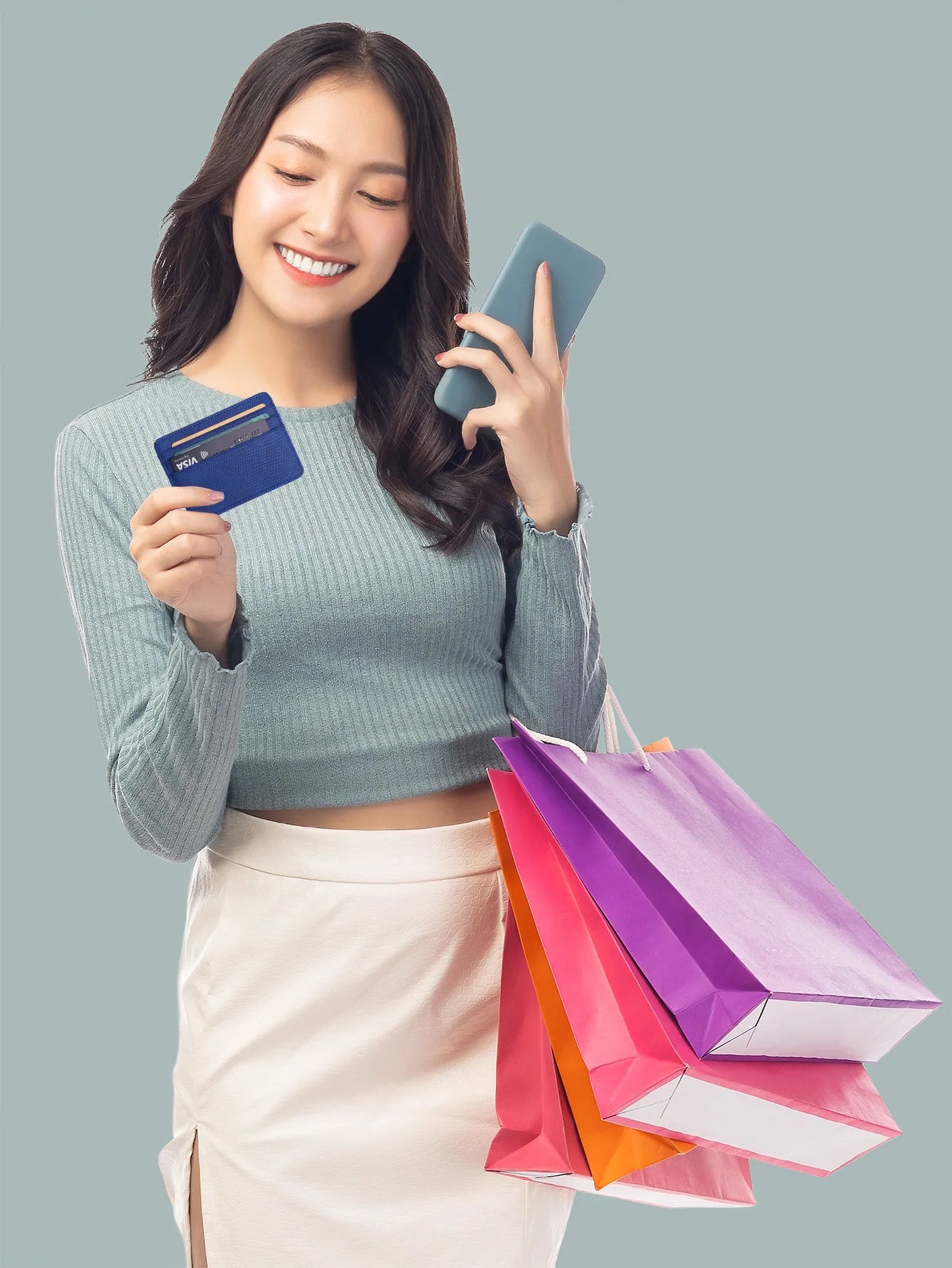 Minimalist Slim Credit Card Holder with Transparent ID Window, Small Leather Card Wallet for Women Men