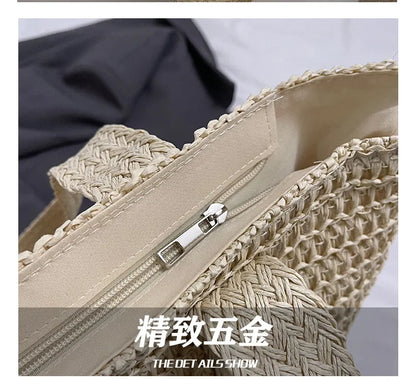 French Style Large Capacity Woven Straw Tote Bag For Women - Smarsty