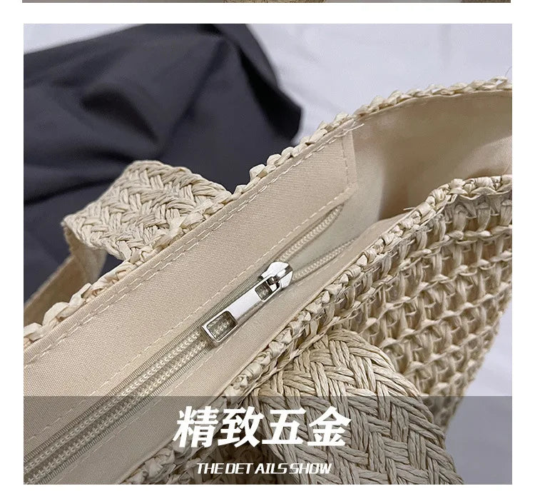 French Style Large Capacity Woven Straw Tote Bag For Women - Smarsty
