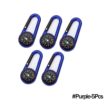 Outdoor Compass Carabiner Mini Camping Keychain Mountaineering Hiking Backpack Buckle with Compass Survival Children Gifts