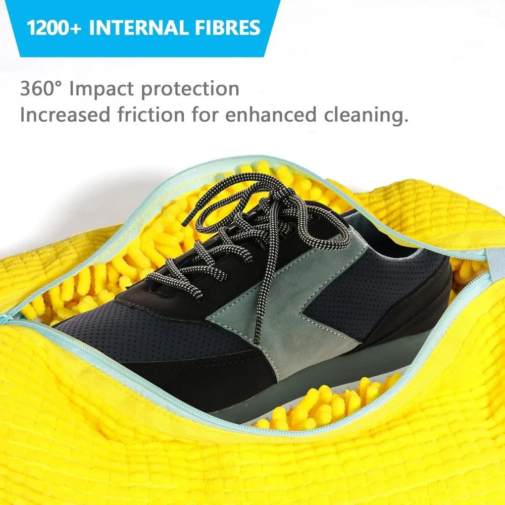 Durable Shoe Washing Machine Bag for All Shoe Types-Yellow with Blue Zipper,Ideal for Sneakers and Casual Shoes,Laundry Wash Bag - Smarsty