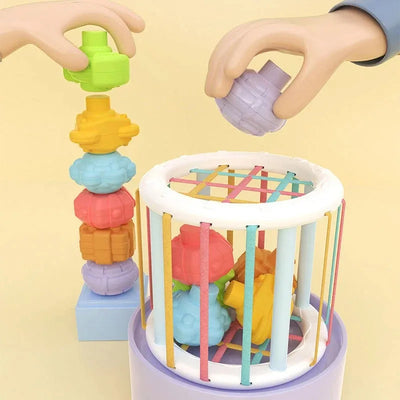 Baby Montessori Shape Sorter Cube Rainbow Colorful Blocks Sorting Game Infant Cognitive Grip Training Learning Educational Toy - Smarsty