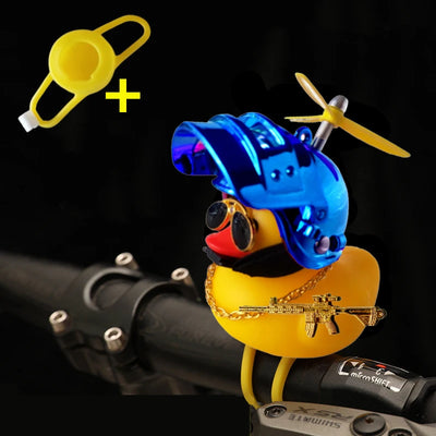 Helmeted Yellow Duck Car Ornament With Propeller Toy Gun - Smarsty