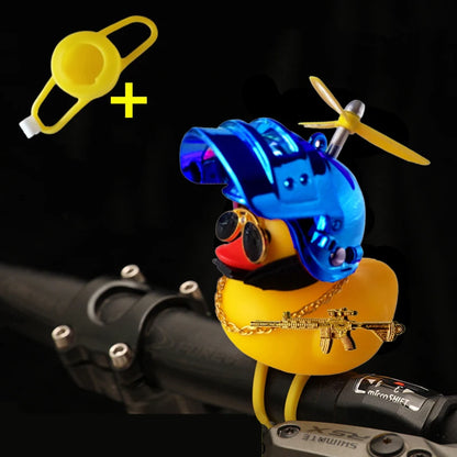 Helmeted Yellow Duck Car Ornament With Propeller Toy Gun - Smarsty