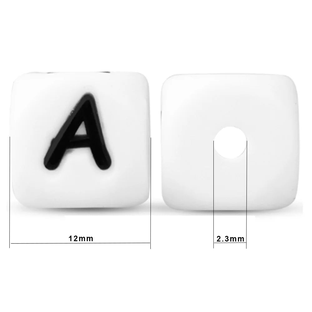 50Pcs Silicone Alphabet Beads White DIY Jewelry Making - Smarsty