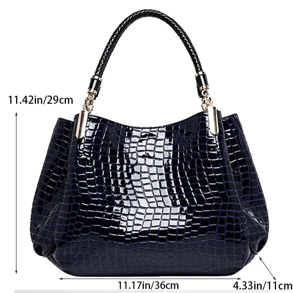 Large Capacity Women's Tote Bag Crocodile Print Everyday - Smarsty