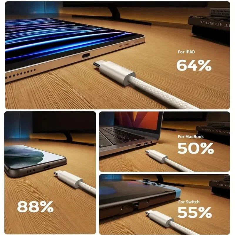 Original 60W PD USB-C USB C Fast Charger Cable For Apple iPhone 17 Air 16 Pro Max 15 Plus Type C Quick Charging Xiaomi Samsung