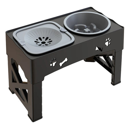 Adjustable 3 In 1 Pet Feeder With Slow Feed Bowls - Smarsty
