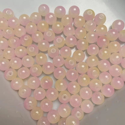 50Pcs 8mm Dual Color Glass Spacer Beads Set For Jewelry - Smarsty