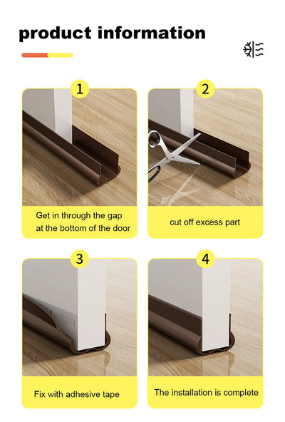 Flexible Door Bottom Sealing Strip Door Gap Soundproofing Wind and Dust Proof Weather Strip Under Door Draft Stopper Tape - Smarsty