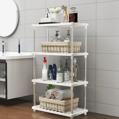 Four-Layer Multifunctional Storage Rack for Bathroom, Living Room, Kitchen, and Bedroom; Plastic Floor-Standing Storage Rack for Bathroom Organization by Smarsty