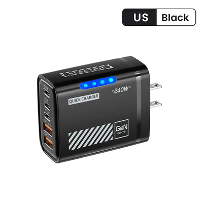 5 Ports Fast Charger Type C Quick Charge 3.0 USB C Wall Charger Adapter For iPhone 17 Pro Samsung Xiaomi mi PD USB Fast Charging - Smarsty